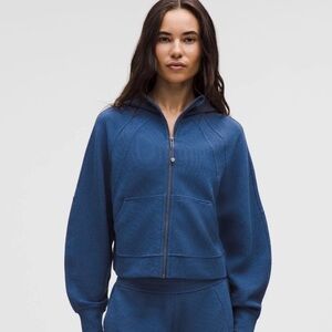 NWT Lululemon Scuba Oversized Full-Zip Hoodie Waffle Knit-Heather Twilled Bl M/L